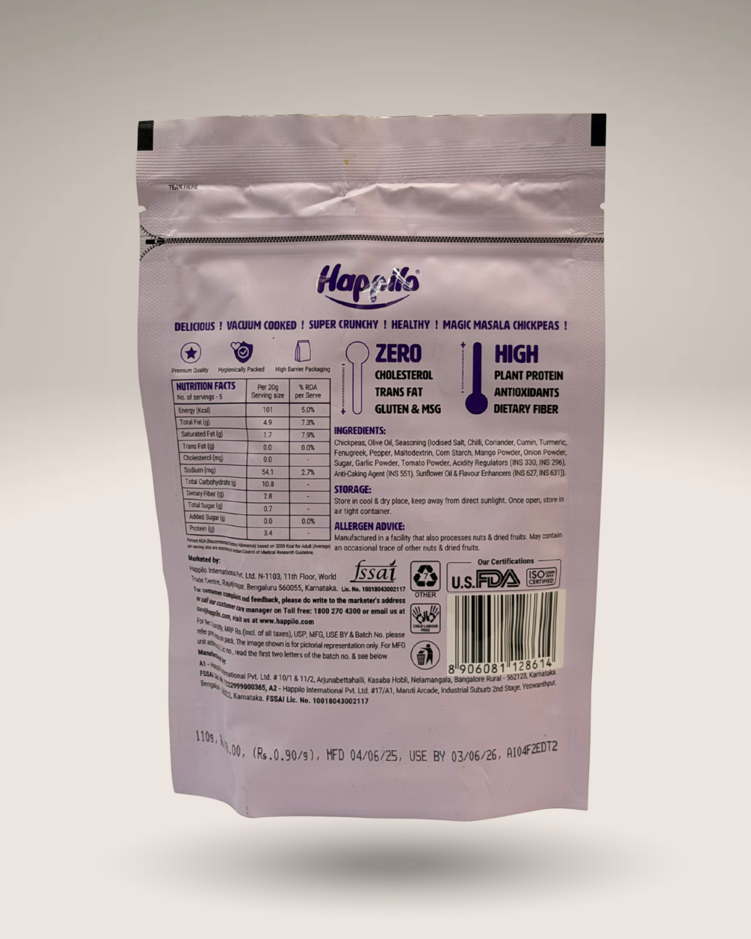 Happilo Magic Masala Chickpeas (Vacuum Cooked)