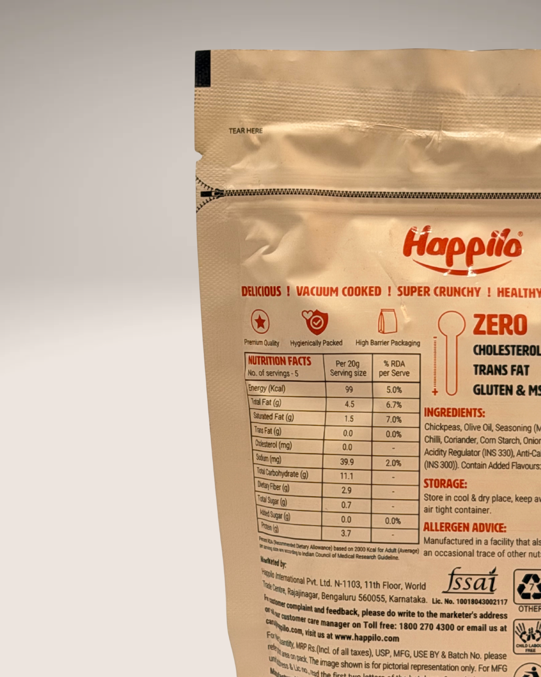 Happilo Chilli Garlic Chickpeas (Vacuum Cooked)