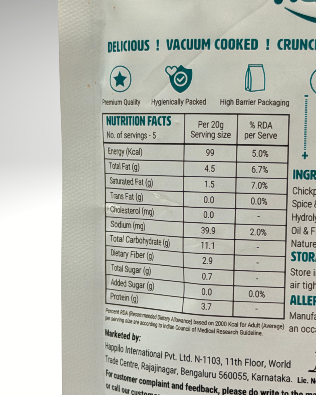 Happilo Himalayan Salt & Pepper Chickpeas (Vacuum Cooked)