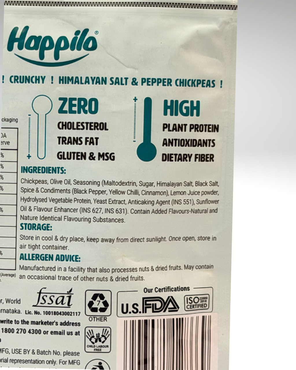 Happilo Himalayan Salt & Pepper Chickpeas (Vacuum Cooked)