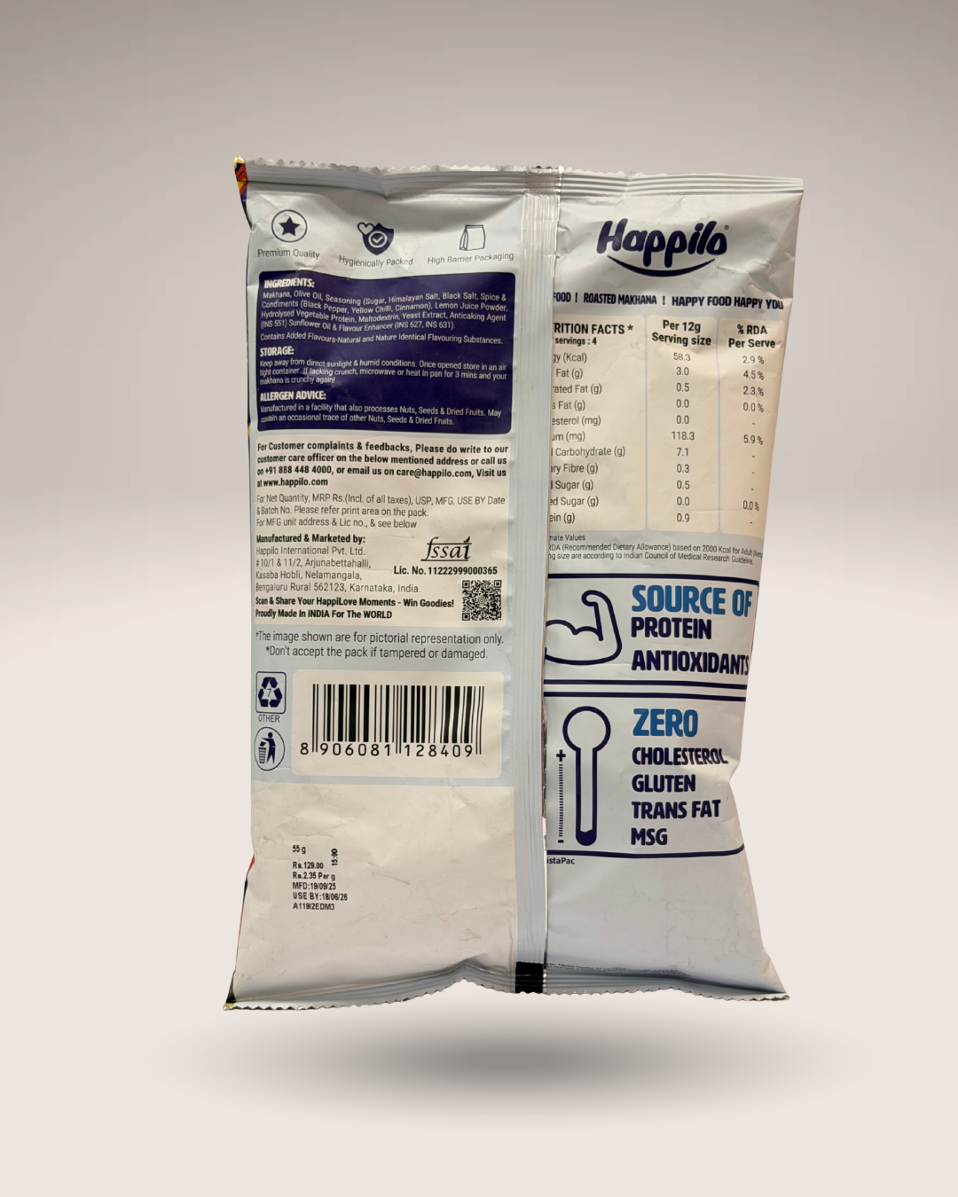 Happilo Himalayan Pink Salt & Pepper Makhana (High Protein Fox Nuts)