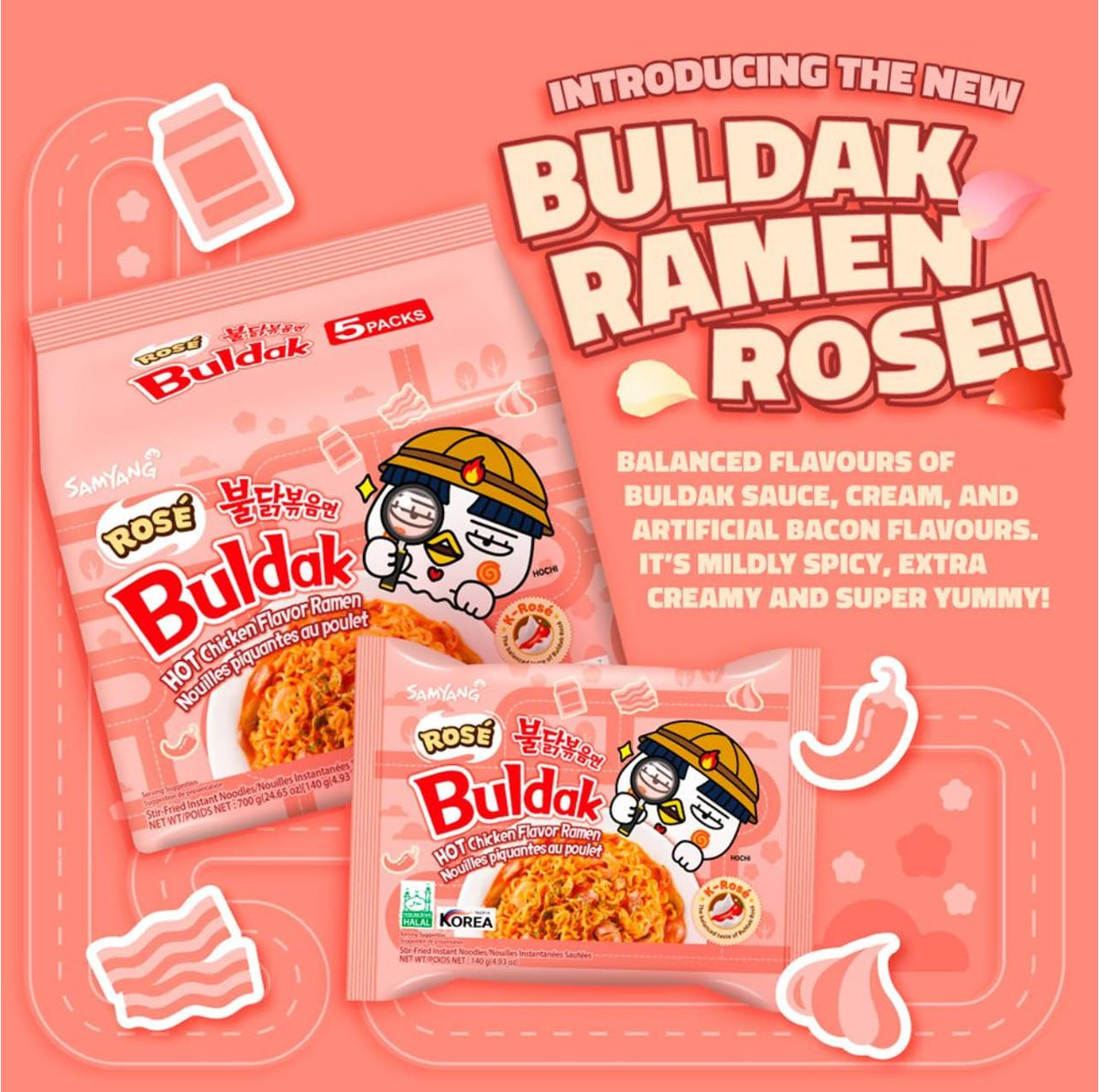 Rose Buldak Hot Chicken Flavor Ramen (Samyang, South Korea)
