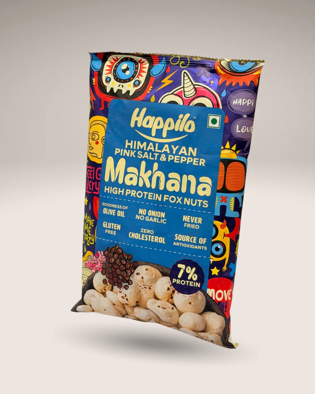 Happilo Himalayan Pink Salt & Pepper Makhana (High Protein Fox Nuts)