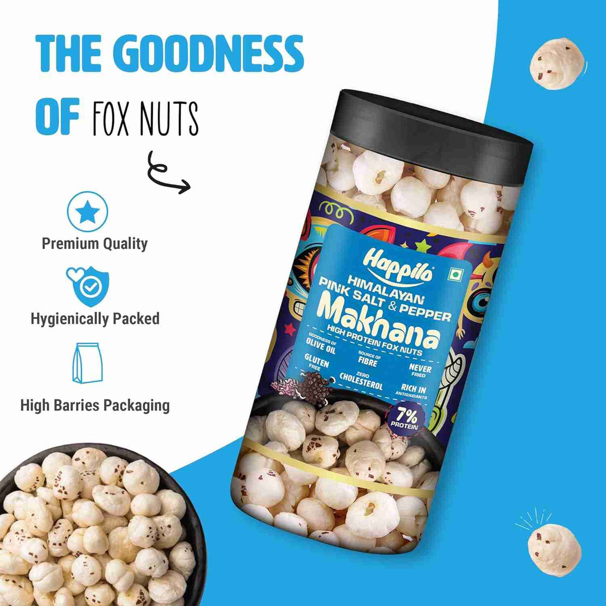 Premium Makhana Himalayan Pink Salt & Pepper Jar (Happilo, Bengaluru)