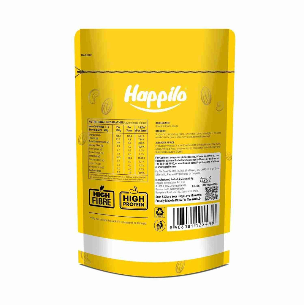 Happilo Premium Raw Sunflower Seeds for Eating Without Shell (Happilo, Bengaluru)