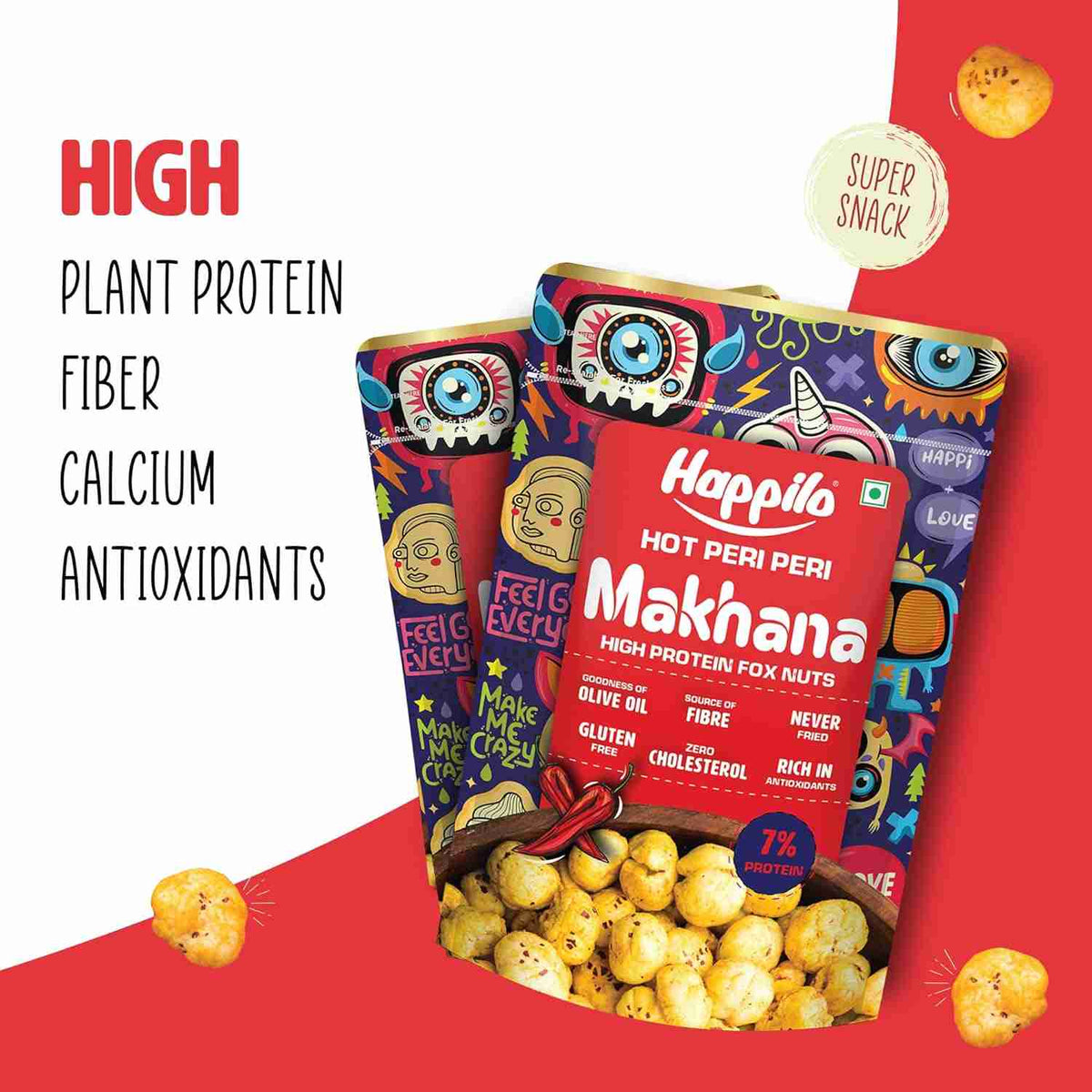 Premium Super Snack Makhana Hot Peri Peri (Happilo, Bengaluru)