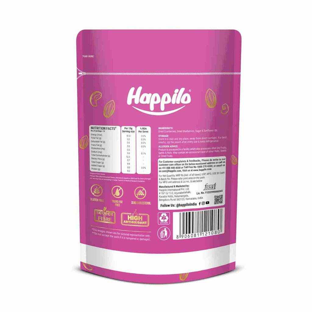 Happilo Premium Dried Blueberry Cranberry Duet (Happilo, Bengaluru)