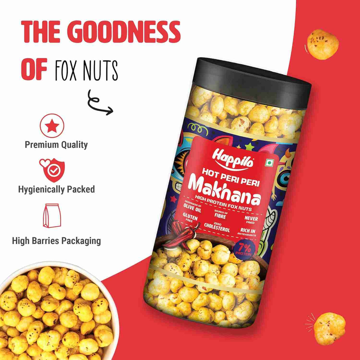 Premium Makhana Superhot Peri Peri Jar (Happilo, Bengaluru)