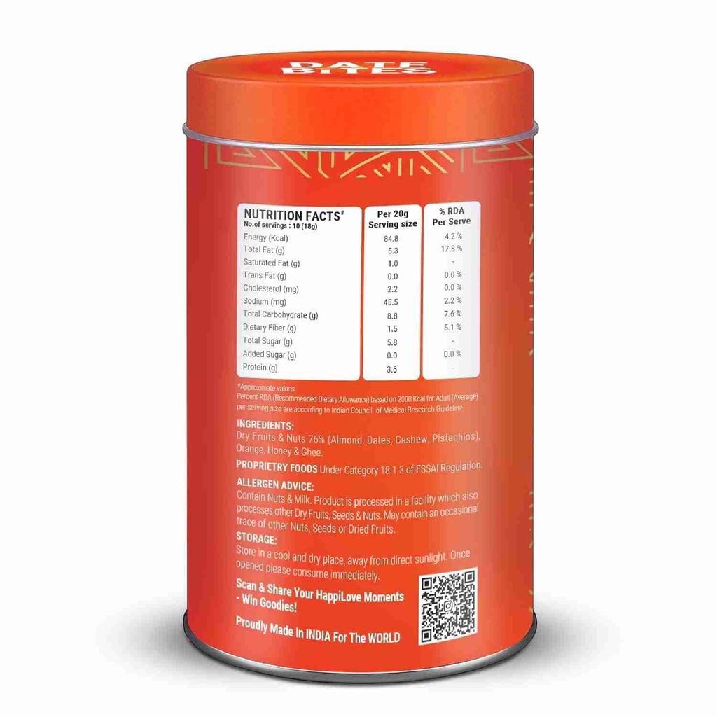 Happilo Premium Date Bites Zesty Orange Reusable (Happilo, Bengaluru)