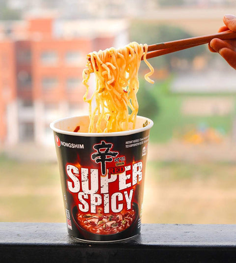 Red Super Spicy Cup Noodles [68G X 4 Cups] (Nongshim , South Korea)