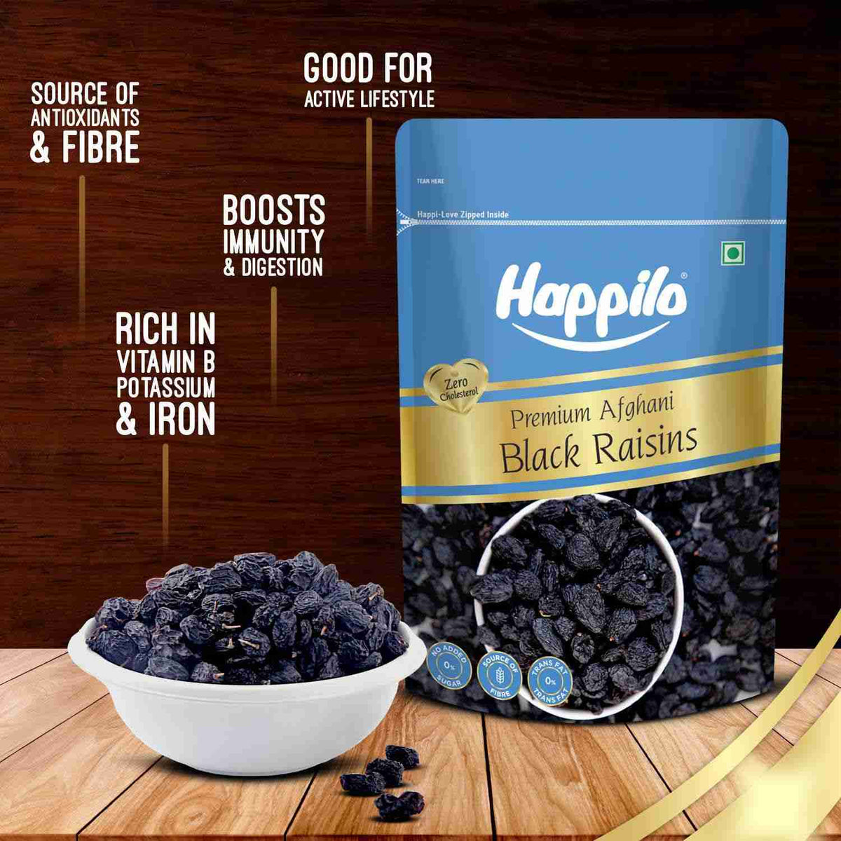 Happilo Premium Afghani Black Raisins with Seed (Happilo, Bengaluru)