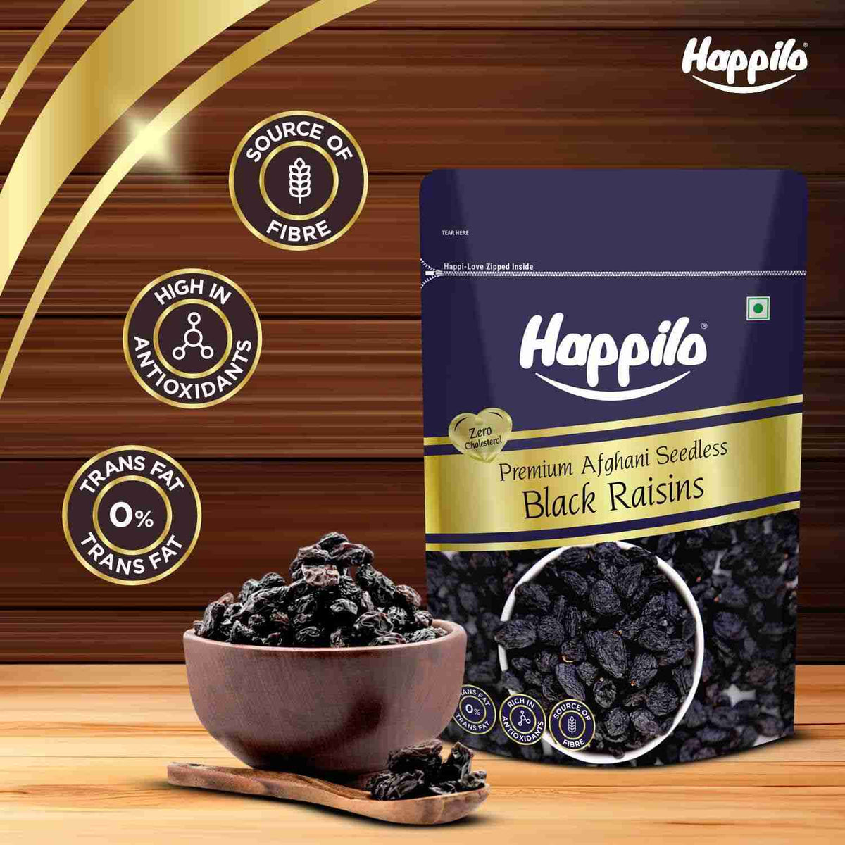 Premium Afghani Seedless Black Raisins (Happilo, Bengaluru)