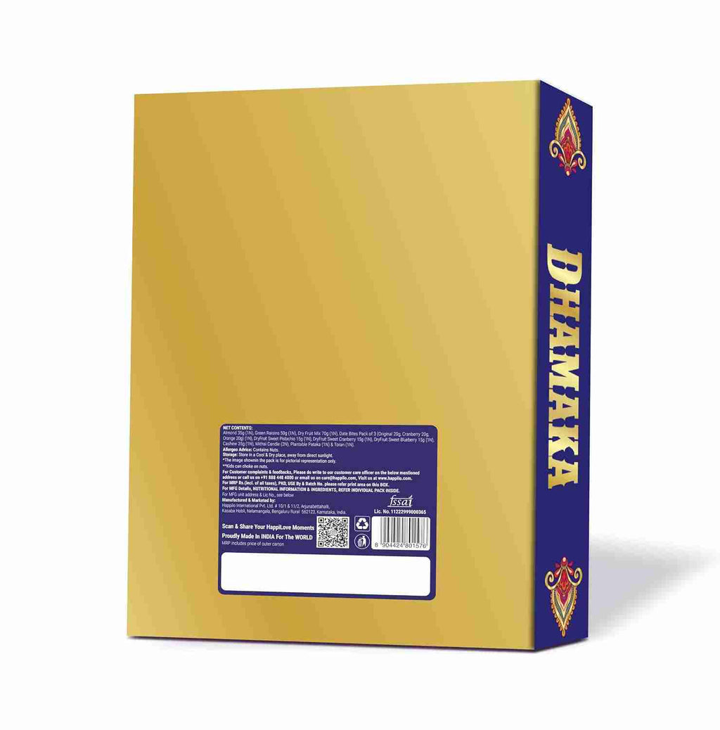 Happilo Dhamaka Diwali Gift Box (Happilo, Bengaluru) - back of the gift box