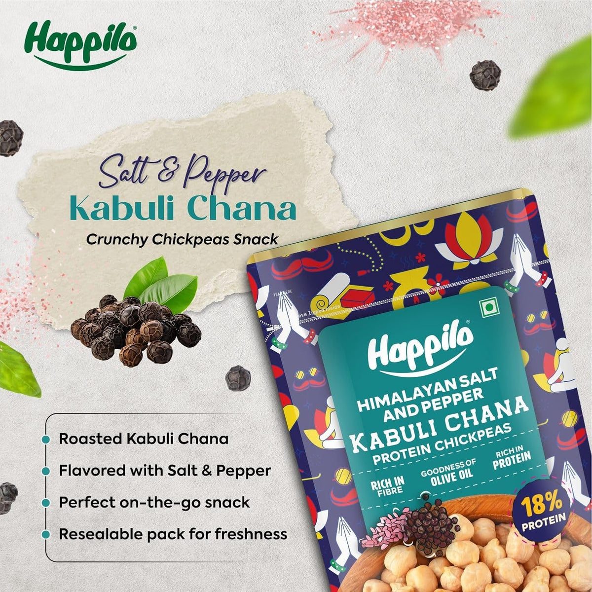 Happilo Premium Super Snack Himalayan Salt & Pepper Chickpeas