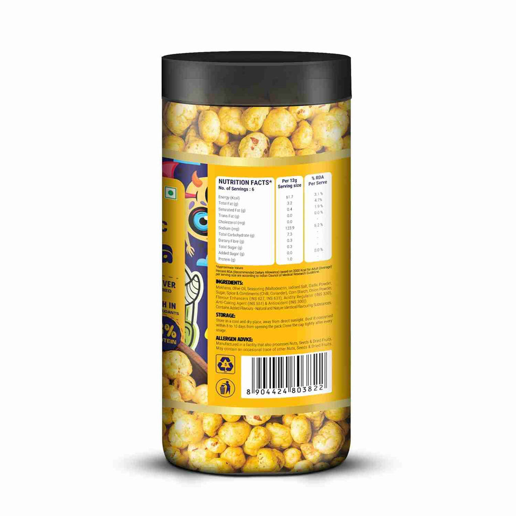 Premium Makhana Chilli Garlic Jar (Happilo, Bengaluru)