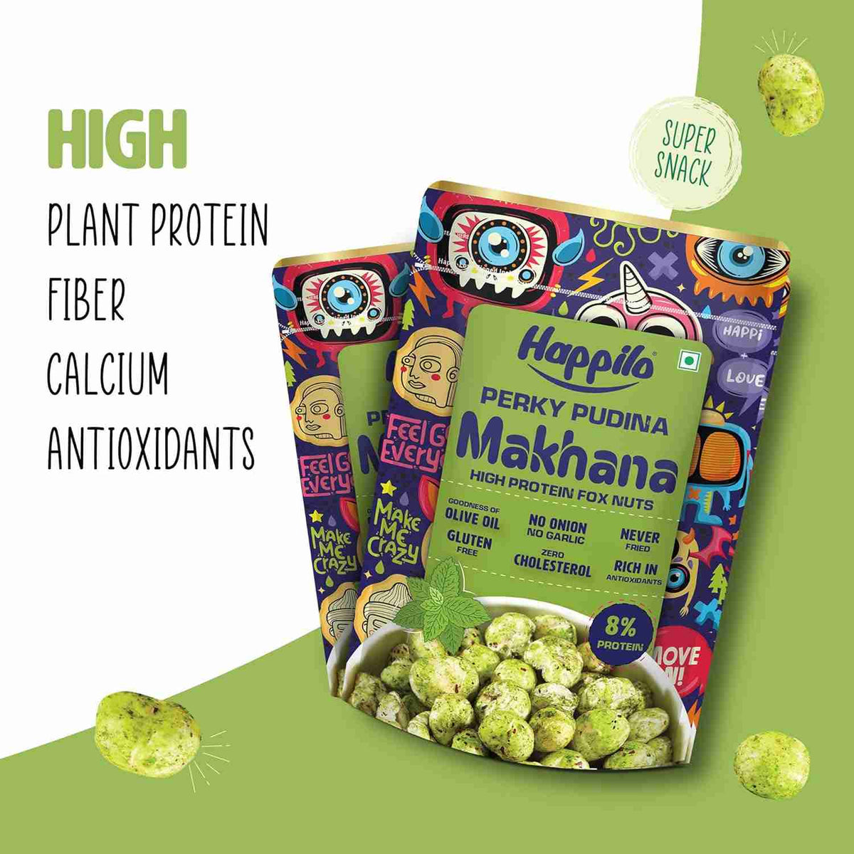 Premium Super Snack Makhana Perky Pudina (Happilo, Bengaluru)