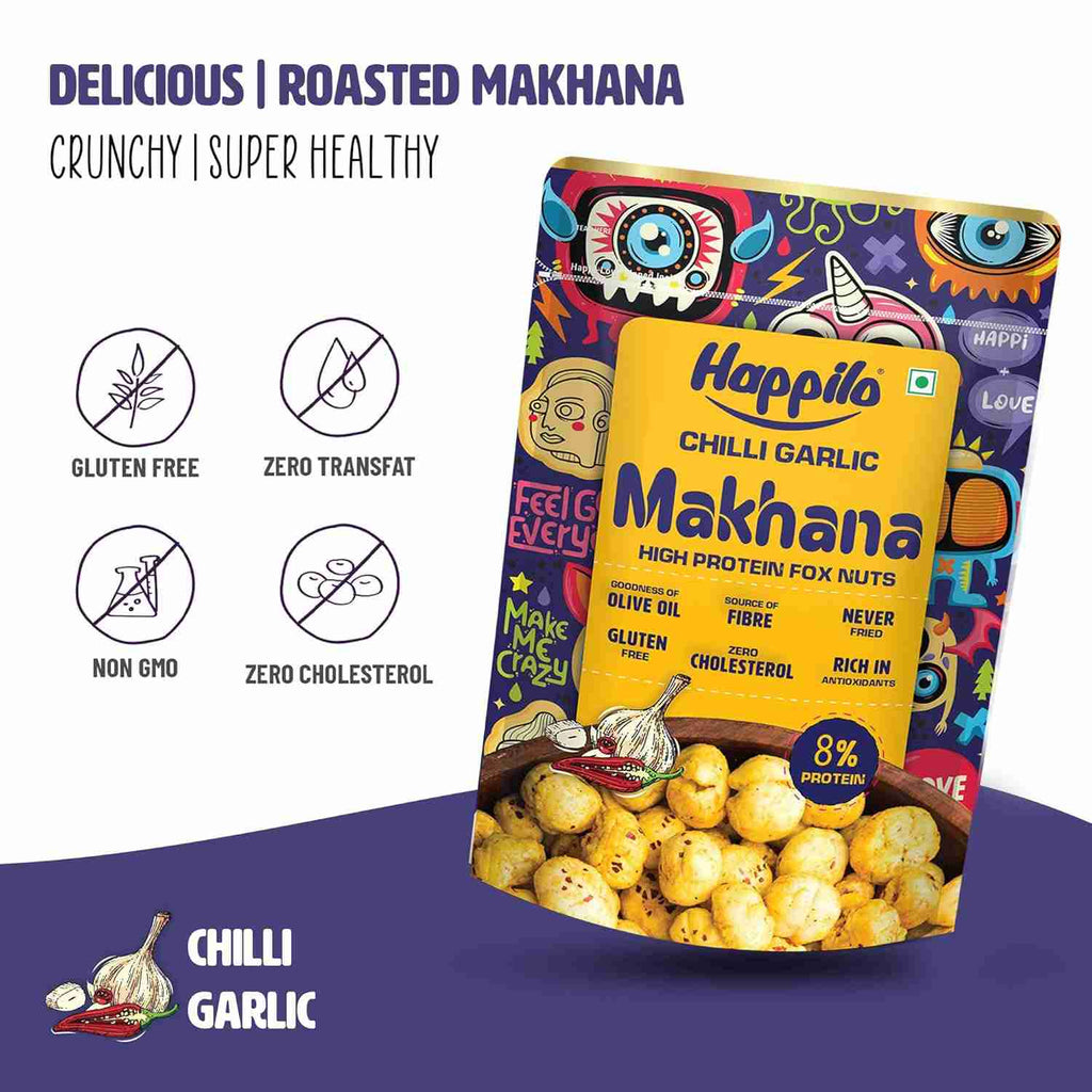 Premium Super Snack Makhana Chilli Garlic (Happilo, Bengaluru)