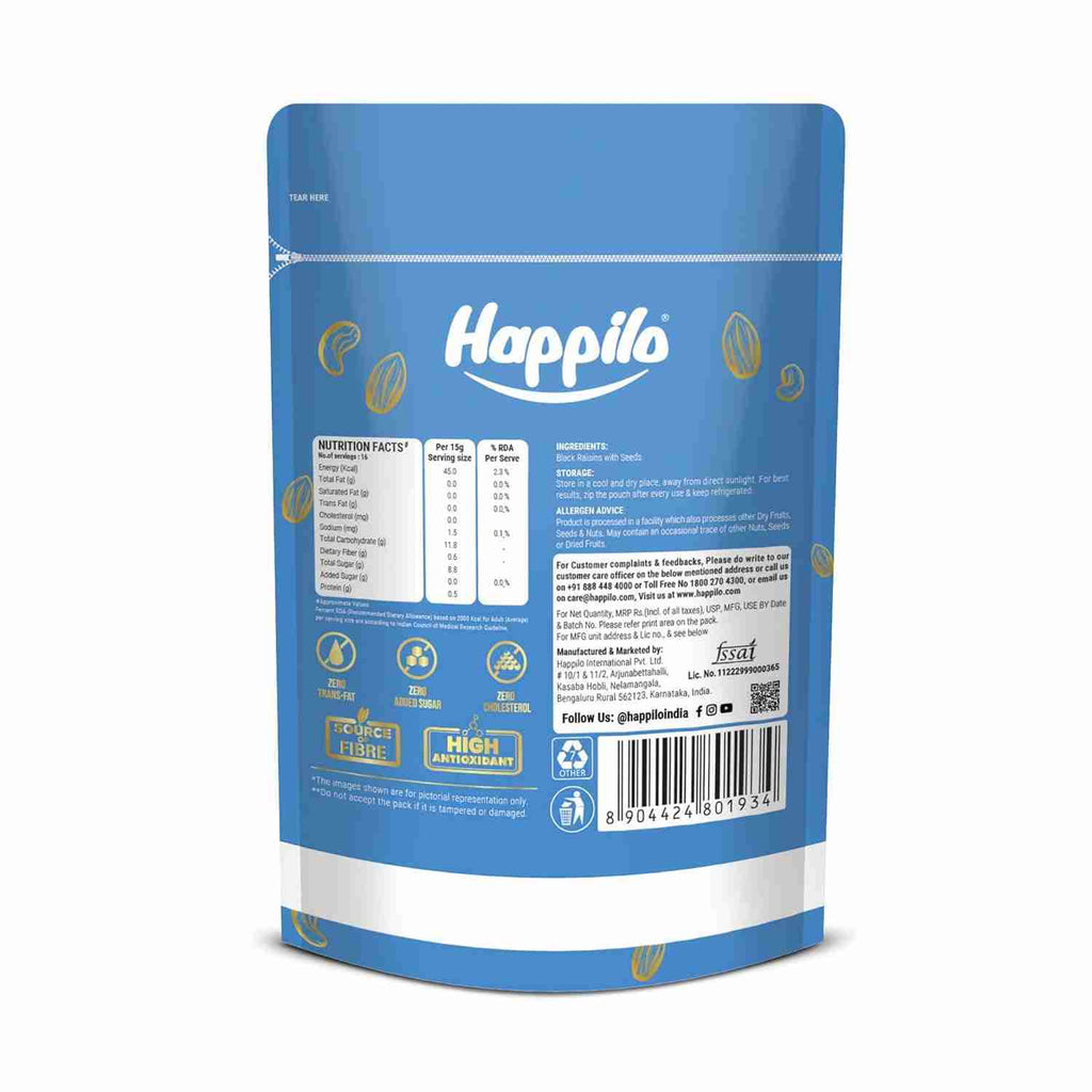 Happilo Premium Afghani Black Raisins with Seed (Happilo, Bengaluru)