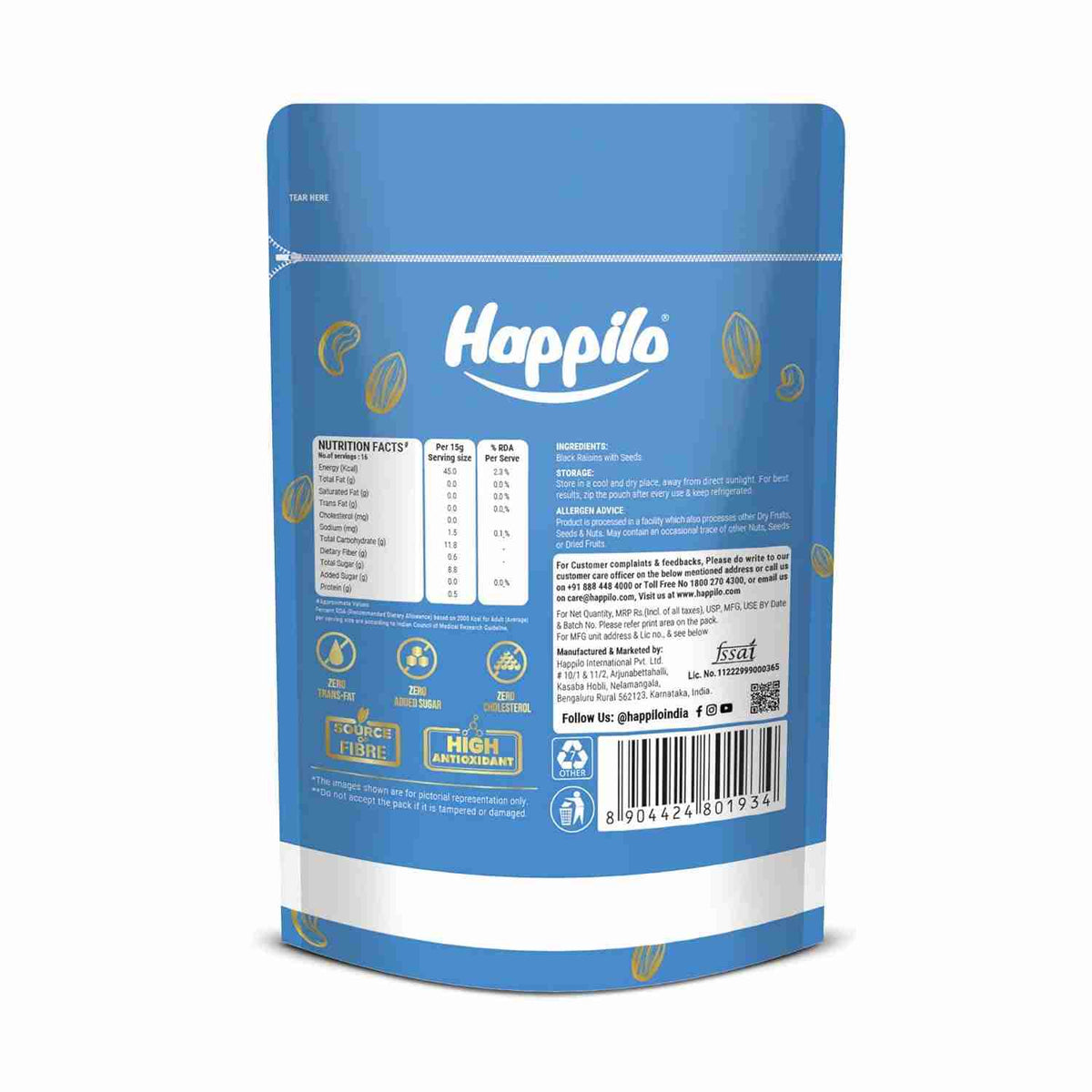 Happilo Premium Afghani Black Raisins with Seed (Happilo, Bengaluru)